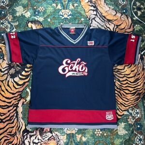 Ecko Unlimited Men’s Navy & Red Graphic Jersey Shirt